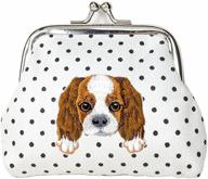 🐶 cute embroidered cavalier king charles spaniel puppy dog coin purse wallet with white polka dots logo