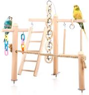 🐦 sawmong wooden bird play stand: a complete parrot playground with swing toy, climbing ladder, gym, and chew toys for cockatiels, parakeets, conures - birdcage training & exercise accessories logo