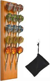 img 2 attached to 🎯 Dart Caddy: Premium Wall Mount Wood Dart Holder/Stand - Displays 5 Sets of Steel/Soft Tip Darts | Solid Wooden Rack with Accessory Storage Bag | Compatible with Sisal & Electronic Dartboard, Surrounds & Cabinets
