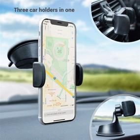 img 3 attached to Olixar Car Phone Holder Mount Windshield - TriMount 3 in 1 - Universal Fit for iPhone, Samsung Galaxy & More - Auto Express Recommended - Black