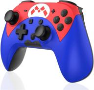 nintendo switch/switch lite/switch oled wireless controller with 🎮 turbo, motion, vibration function, wake-up - blue & red logo