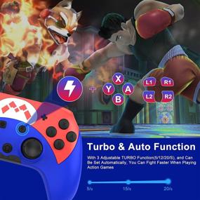 img 2 attached to Nintendo Switch/Switch Lite/Switch OLED Wireless Controller with 🎮 Turbo, Motion, Vibration Function, Wake-Up - Blue & Red