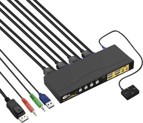 img 4 attached to CKLau 4 Port Displayport KVM Switch with Audio and USB 2.0 Hub, 4K UHD Resolutions Up to 4096x2160@60Hz 4:4:4, Keyboard Mouse Switching Support, Remote DP 1.2 Version Switching Included