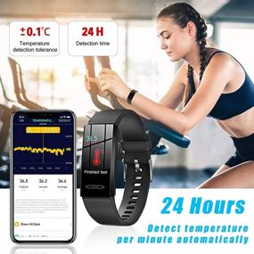 img 1 attached to 📈 Cutting-Edge 2021 Fitness Activity Tracker Watch: Measure Body Temperature, Heart Rate, Sleep & More! Waterproof IP68, Pedometer, Step & Calorie Counter for Women, Men & Teens (Black)
