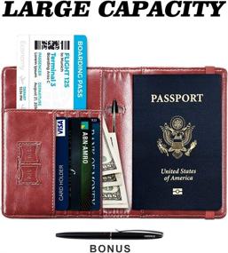 img 2 attached to Кожаный чехол для паспорта HERRIAT Блокировка RFID Дорожные кошельки Чехол для карт для женщин и мужчин (коричневый)