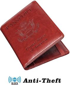 img 3 attached to Кожаный чехол для паспорта HERRIAT Блокировка RFID Дорожные кошельки Чехол для карт для женщин и мужчин (коричневый)