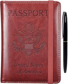 img 4 attached to Кожаный чехол для паспорта HERRIAT Блокировка RFID Дорожные кошельки Чехол для карт для женщин и мужчин (коричневый)