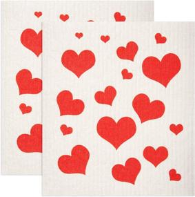 img 4 attached to 🧽 GMIcréatifs Swedish Dishcloths - Eco Friendly, Reusable Kitchen Cleaning Cloth | Flying Hearts Print | Pack of 2