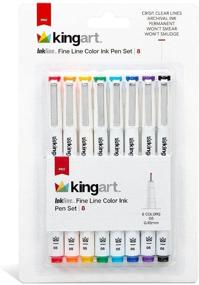 img 4 attached to 🖋️ KingArt PRO Inkline Гелевая ручка тонкая линия, 8 штук (упаковка из 1), уникальные цвета - премиум-ручки для точного черчения.