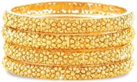 💐 exquisite floral design indian bridal weddings bangle set - yellow chimes 4pcs gold plated traditional bangles for women and girls logo