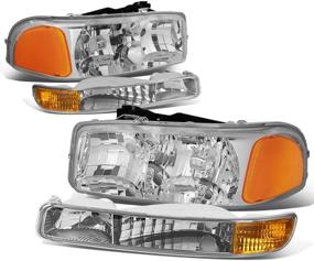 img 4 attached to 🚦 DNA Motoring Chrome Housing Amber Corner Headlights for 99-07 Sierra / 00-06 Yukon XL 1500 2500