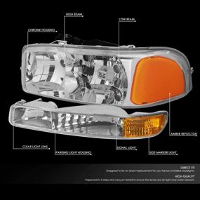 img 3 attached to 🚦 DNA Motoring Chrome Housing Amber Corner Headlights for 99-07 Sierra / 00-06 Yukon XL 1500 2500