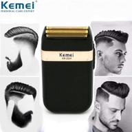 🪒 kemei waterproof reciprocating razor shaver: cordless, rechargeable, and precision grooming with twin blade technology - ideal for beard, sideburn trimming and washing logo