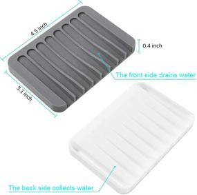 img 1 attached to 2-Pack Soap Dish Holder, High-Quality Silicone Soap Dishes for Shower, Bathroom, Kitchen Sinks - Soap Tray Saver with Self-Draining Waterfall & Non-Slip Design, Easy to Clean (White, Gray)