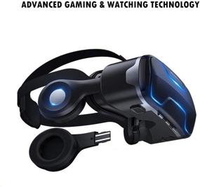 img 1 attached to 🎮 3D VR очки с пультом, наушниками - совместимые с iPhone X 8 6 Plus SE, Samsung Galaxy S8 S7 S6 Edge Note5 - очки виртуальной реальности для 3D фильмов и игр - для смартфонов iOS и Android от 4,0 до 6,0" - черные