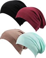 🧢 satinior women's satin lined slouchy beanie sleep cap slap hat set (4 pieces) logo