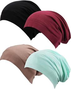 img 4 attached to 🧢 Satinior Women's Satin Lined Slouchy Beanie Sleep Cap Slap Hat Set (4 Pieces)