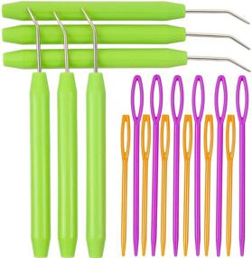 img 4 attached to 🧶 WILLBOND Knitting Loom Hook Crochet Needle with Rubber Handles and Large Eye Plastic Sewing Needles for Knifty Knitting Crafts (9 Pieces)