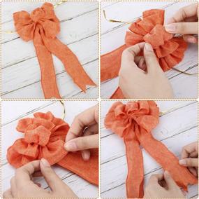 img 2 attached to Vibrant 6-Piece Fall Wreath Bow: Orange Large Bow for Thanksgiving & Halloween Home Décor | 6 x 10 Inch