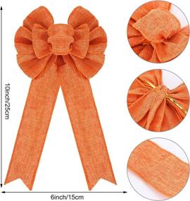img 3 attached to Vibrant 6-Piece Fall Wreath Bow: Orange Large Bow for Thanksgiving & Halloween Home Décor | 6 x 10 Inch