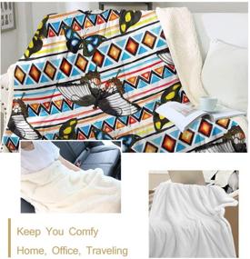 img 2 attached to 🦋 Sleepwish Butterfly Throw Blanket for Teens Girls - Vintage Sherpa Fleece Blanket with Tribal Watercolor Butterflies Pattern - Soft Plush Throw for Bed, Couch, Sofa, Chair, Office - 50"x60