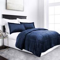 sleep restoration micromink goose down alternative comforter set - all season hotel quality luxury comforter/blanket with shams - full/queen - navy: stay cozy and chic with this premium bedding set logo