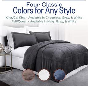 img 2 attached to Sleep Restoration Micromink Goose Down Alternative Comforter Set - All Season Hotel Quality Luxury Comforter/Blanket with Shams - Full/Queen - Navy: Stay Cozy and Chic with this Premium Bedding Set