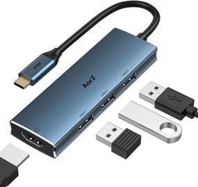 img 4 attached to 📦 4 in 1 USB C Hub HDMI Adapter with 4K HDMI, USB 3.0, and USB 2.0 Ports for MacBook/Pro/Air and Type C Devices by AorZ