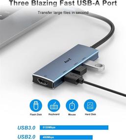 img 2 attached to 📦 4 in 1 USB C Hub HDMI Adapter with 4K HDMI, USB 3.0, and USB 2.0 Ports for MacBook/Pro/Air and Type C Devices by AorZ