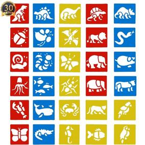 img 4 attached to 🎨 SUBANG 30-Piece Plastic Animal Painting Stencil Set: Vibrant Templates for Kids Crafts and School Projects
