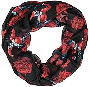 img 1 attached to 🌹 Women's Black Harley Quinn Rose Scarf - 88x88cm