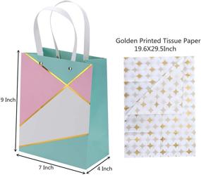 img 2 attached to 🎁 MUKOSEL Gold Colorful Geometric Gift Bags: 9x7x4 Inches, 4 Pcs with Tissue Paper, Durable Handle – Perfect for Wedding, Party, Shopping, Birthday (A)