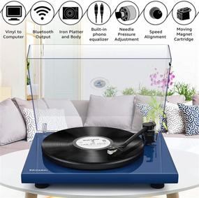 img 3 attached to 🎵 Bluetooth Record Player with Built-in Phono Pre-amp, USB Digital Output, Moving Magnetic Cartridge, Counter Weight, and RCA Output - Enhancing Your Vinyl Listening Experience