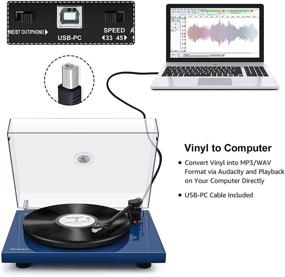 img 2 attached to 🎵 Bluetooth Record Player with Built-in Phono Pre-amp, USB Digital Output, Moving Magnetic Cartridge, Counter Weight, and RCA Output - Enhancing Your Vinyl Listening Experience