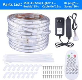 img 3 attached to Enhance any Space with 50ft/15m LED Strip Rope Lights - Blue, Waterproof, Dimmable, and Wireless Remote Control - Ideal for Indoor/Outdoor Use in Bedroom, Kitchen, Pool, Garden, Party, and Christmas Décor