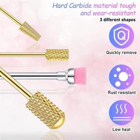 img 3 attached to Ultimate 10-Piece Nail Drill Bits Set for Professional Nail Care - Includes Carbide Bits for Precise Cuticle Trimming, Barrel Shaping, and Head Smoothing (Gold)