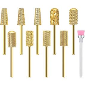 img 4 attached to Ultimate 10-Piece Nail Drill Bits Set for Professional Nail Care - Includes Carbide Bits for Precise Cuticle Trimming, Barrel Shaping, and Head Smoothing (Gold)