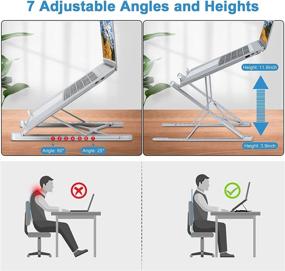 img 4 attached to 📱 Серебристая портативная подставка ZYF для ноутбука - эргономичная регулируемая алюминиевая подставка для ноутбука с двухслойным складным дизайном, совместимая со всеми ноутбуками - идеальный держатель ноутбука на рабочем столе.