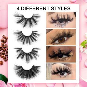 img 3 attached to 🔥 Pleell 25MM Lashes: 4 Styles of Fluffy Long Mink Eyelashes for Dramatic 3D Volume - 4 Pairs Pack