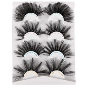 img 4 attached to 🔥 Pleell 25MM Lashes: 4 Styles of Fluffy Long Mink Eyelashes for Dramatic 3D Volume - 4 Pairs Pack