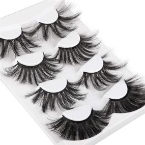 img 1 attached to 🔥 Pleell 25MM Lashes: 4 Styles of Fluffy Long Mink Eyelashes for Dramatic 3D Volume - 4 Pairs Pack