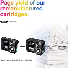 img 1 attached to 🖨️ Uniwork Remanufactured 702XL 702 Ink Cartridge Replacement for Epson WF-3720 WF-3730 WF-3733 - High Yield Printer Tray (2 Black)