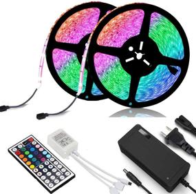 img 4 attached to 2021 Waterproof LED Strip Lights Kit – 16.4ft 600 LEDs SMD 2835 RGB, 44 Key Remote, Adhesive Tape - Multi-Color Lighting for TV, Room