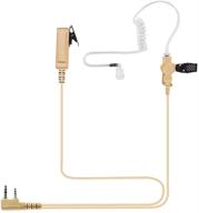 🎧 law enforcement surveillance headset with mic and ptt for kenwood 2 pin and baofeng uv 5r radios - acoustic tube earpiece, beige logo