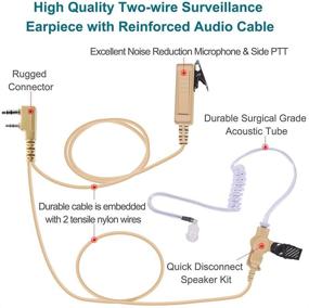 img 1 attached to 🎧 Law Enforcement Surveillance Headset with Mic and PTT for Kenwood 2 Pin and Baofeng uv 5r Radios - Acoustic Tube Earpiece, Beige