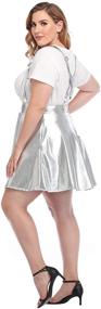 img 1 attached to 🌈 HDE Plus Size High Waisted Shiny Metallic Suspender Skirt in Holographic Rave Design