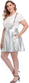 img 3 attached to 🌈 HDE Plus Size High Waisted Shiny Metallic Suspender Skirt in Holographic Rave Design