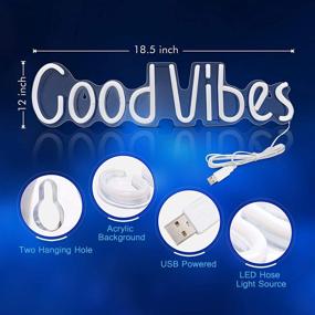 img 2 attached to Good Vibes Neon Sign (19.5''×5'') - Acrylic LED Light for Bedroom, Beer Bar, Pub, Hotel, Party, Restaurant, Game Room - Wall Art Decoration - ifreelife