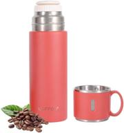 🔴 premium stainless steel vacuum flask - insulated thermos cup with leakproof lid - ideal for travel, coffee, and gifting - red логотип