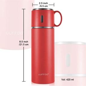 img 2 attached to 🔴 Premium Stainless Steel Vacuum Flask - Insulated Thermos Cup with Leakproof Lid - Ideal for Travel, Coffee, and Gifting - Red